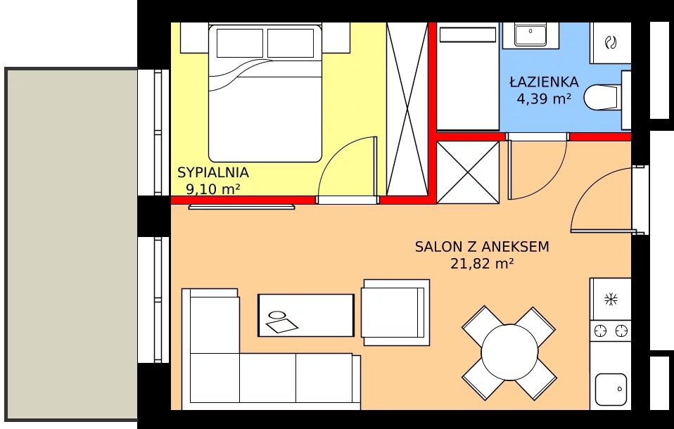 Zalety mieszkania 35.31 m², C.006 - widok na morze
