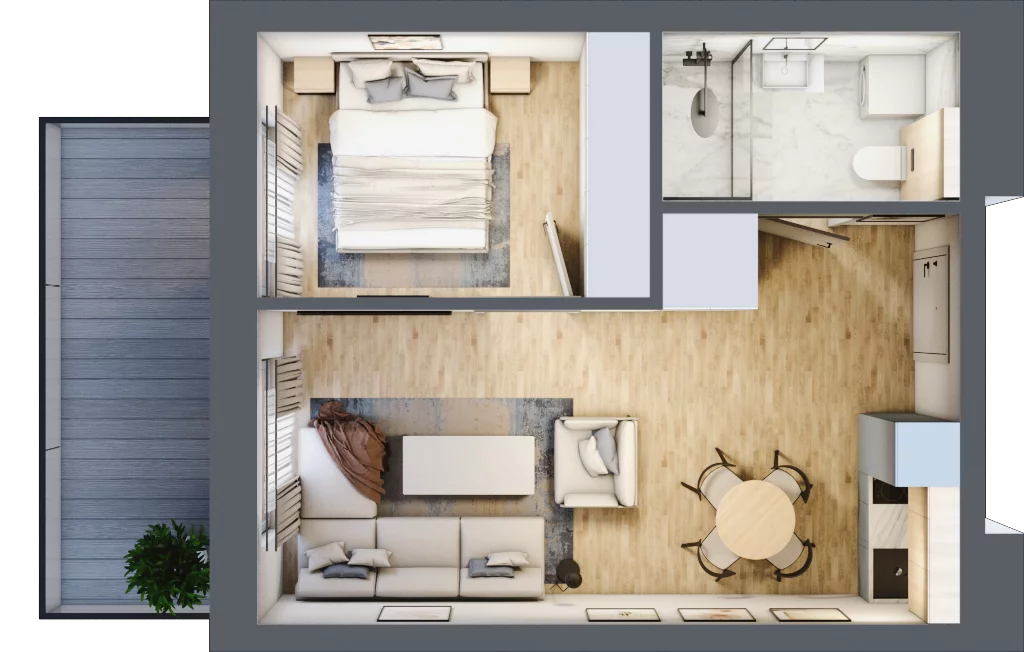 2 pokoje, mieszkanie 35,31 m², parter, oferta nr C.006, Perłowa Przystań Sianożęty etap III, Sianożęty, ul. Sztormowa