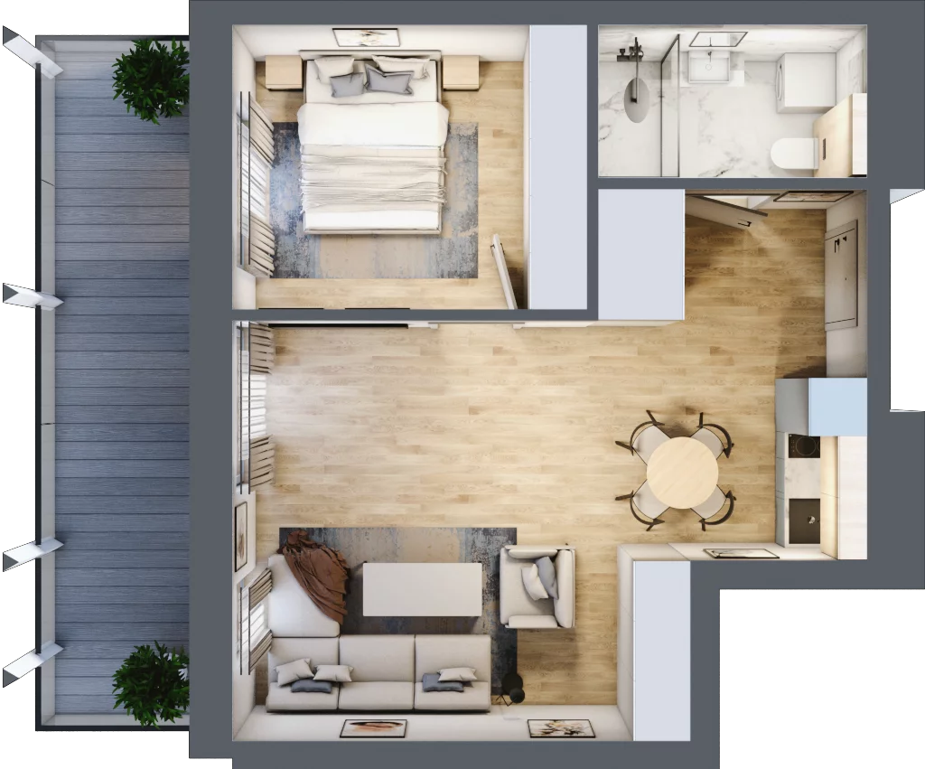 2 pokoje, mieszkanie 44,12 m², piętro 2, oferta nr C.207, Perłowa Przystań Sianożęty etap III, Sianożęty, ul. Sztormowa