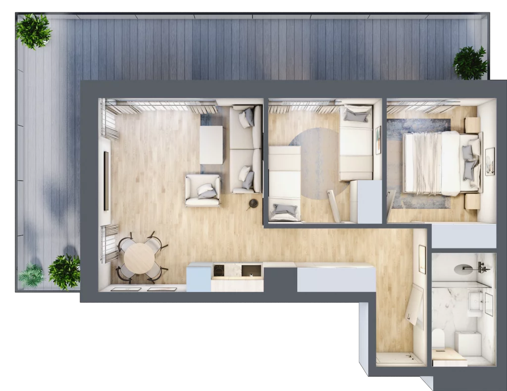 3 pokoje, mieszkanie 49,23 m², piętro 3, oferta nr C.311, Perłowa Przystań Sianożęty etap III, Sianożęty, ul. Sztormowa