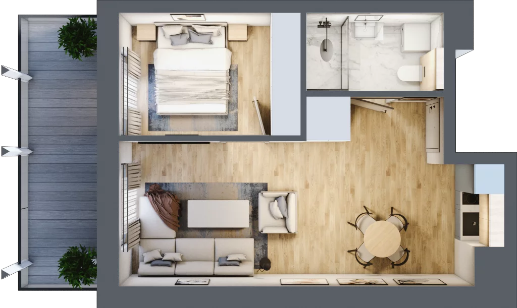 2 pokoje, mieszkanie 37,84 m², piętro 1, oferta nr C.104, Perłowa Przystań Sianożęty etap III, Sianożęty, ul. Sztormowa