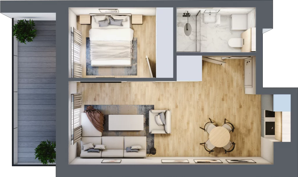 2 pokoje, mieszkanie 37,84 m², piętro 4, oferta nr C.404, Perłowa Przystań Sianożęty etap III, Sianożęty, ul. Sztormowa