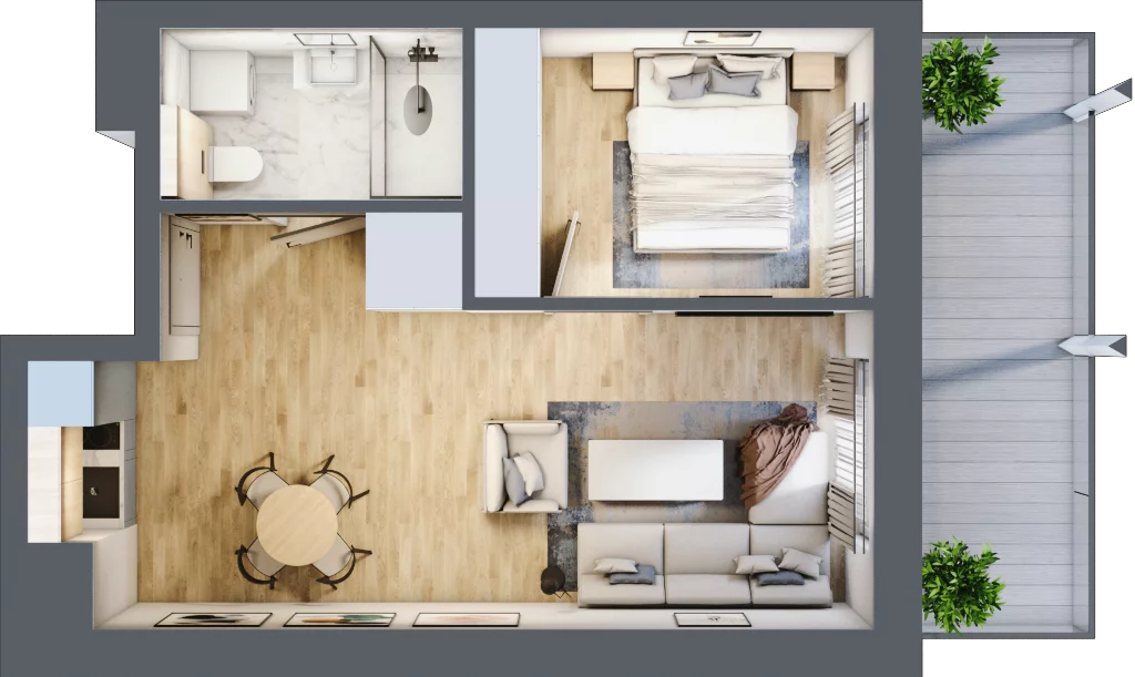 2 pokoje, mieszkanie 37,84 m², piętro 1, oferta nr C.103, Perłowa Przystań Sianożęty etap III, Sianożęty, ul. Sztormowa