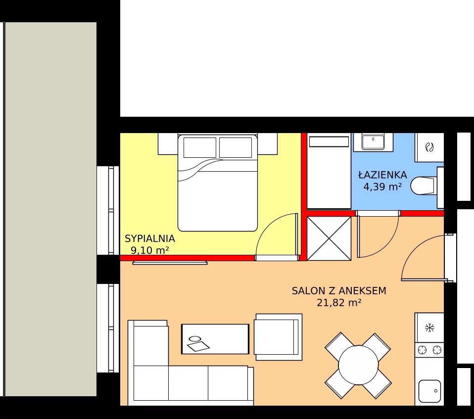 Zalety mieszkania 35.31 m², C.406 - widok na morze