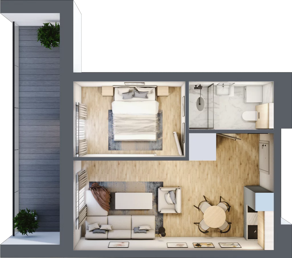 2 pokoje, mieszkanie 35,31 m², piętro 4, oferta nr C.406, Perłowa Przystań Sianożęty etap III, Sianożęty, ul. Sztormowa