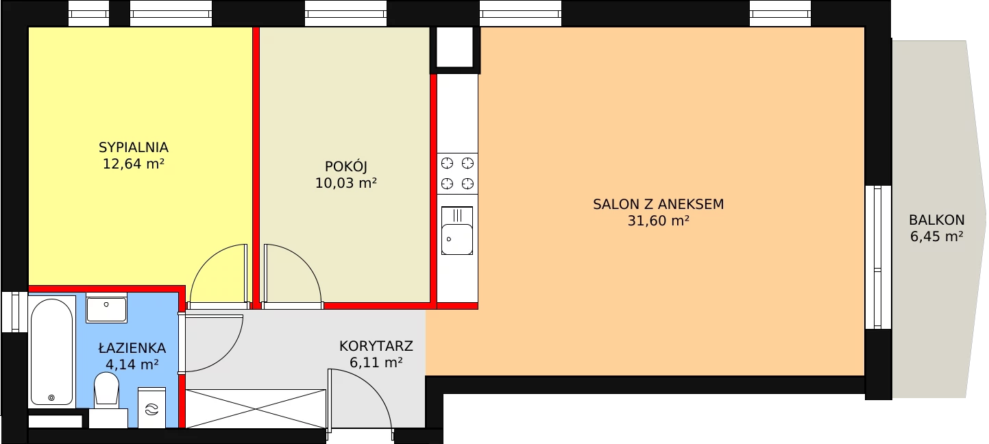 Mieszkanie 64,52 m², piętro 2, oferta nr W1/M6, Osiedle Nelle II, Wrocław, Lipa Piotrowska, Psie Pole, ul. Waniliowa