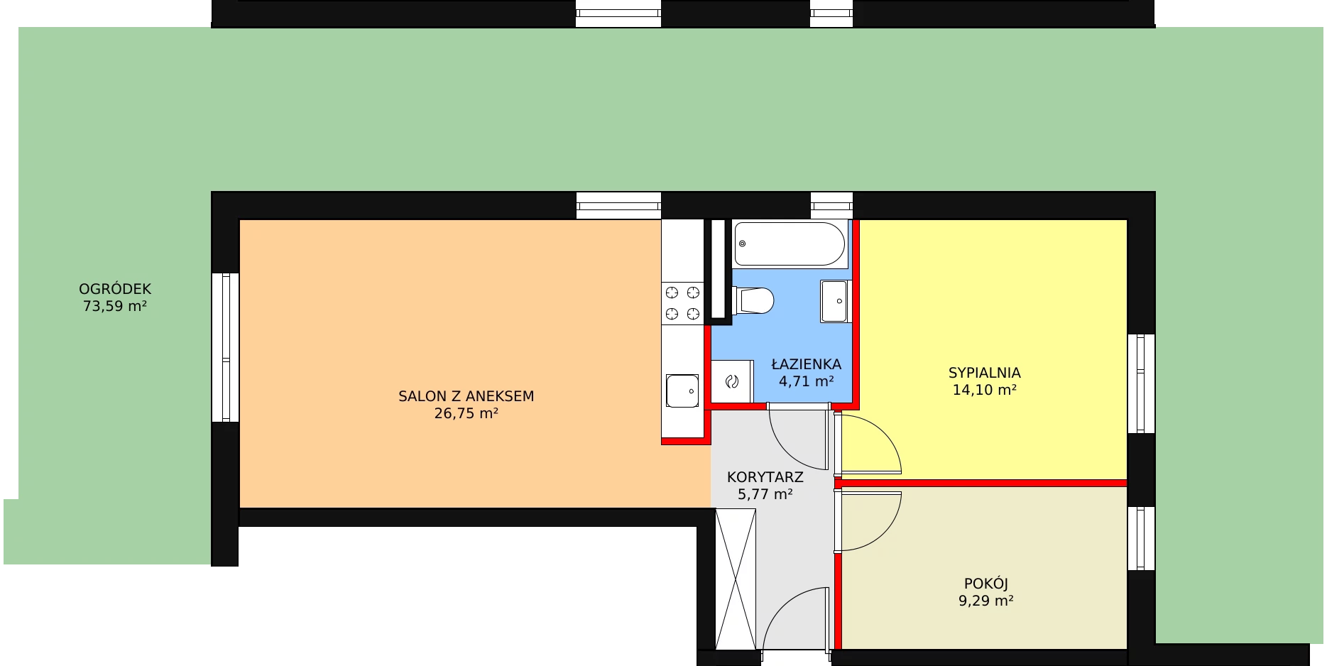 Mieszkanie 60,62 m², parter, oferta nr W2/M1, Osiedle Nelle II, Wrocław, Lipa Piotrowska, Psie Pole, ul. Waniliowa