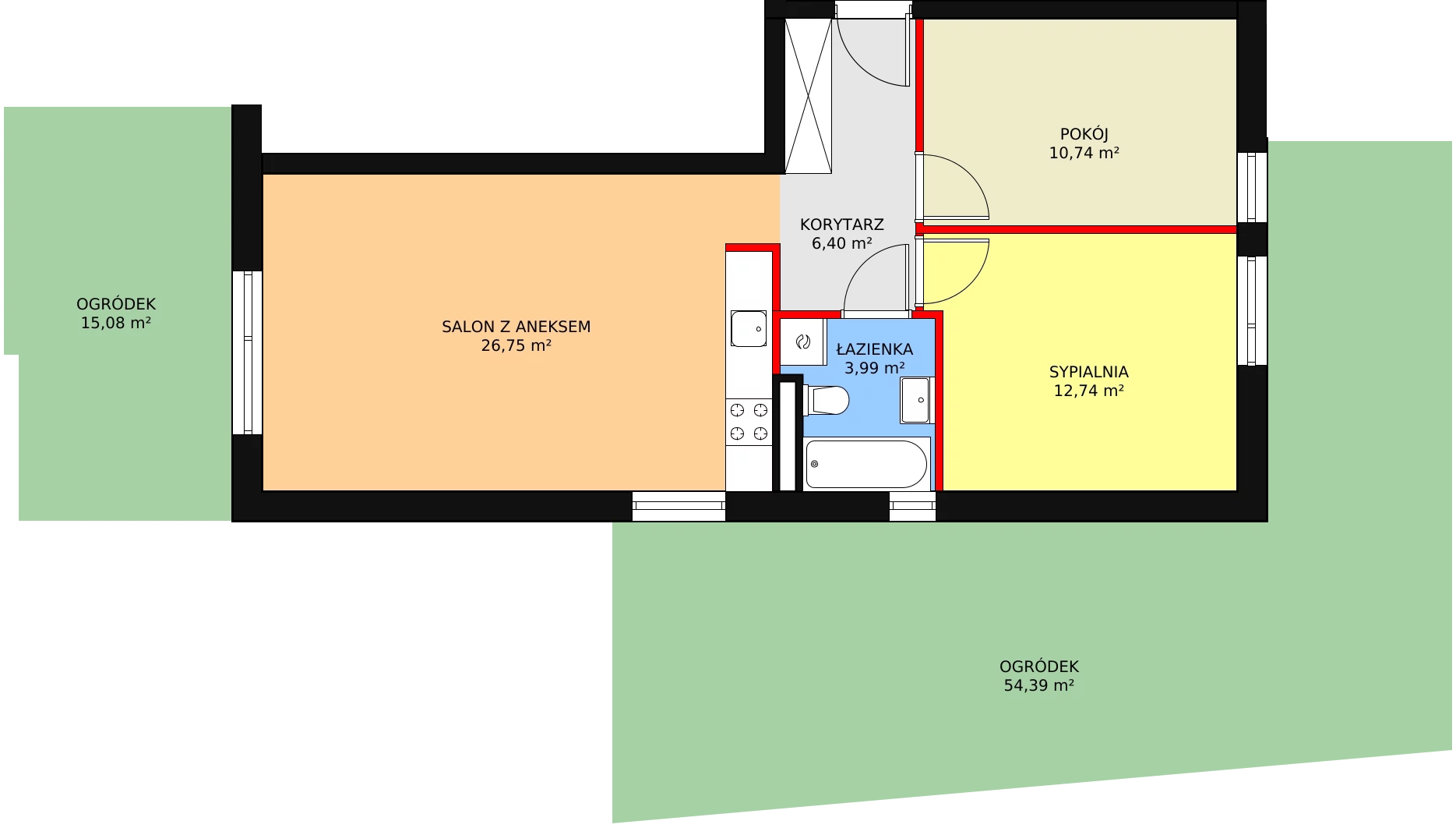 Mieszkanie 60,62 m², parter, oferta nr W2/M3, Osiedle Nelle II, Wrocław, Lipa Piotrowska, Psie Pole, ul. Waniliowa