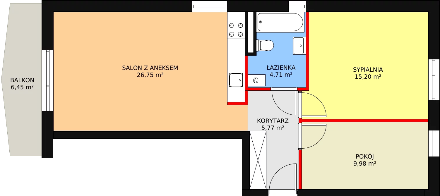 3 pokoje, mieszkanie 62,41 m², piętro 1, oferta nr W2/M4, Osiedle Nelle II, Wrocław, Lipa Piotrowska, Psie Pole, ul. Waniliowa