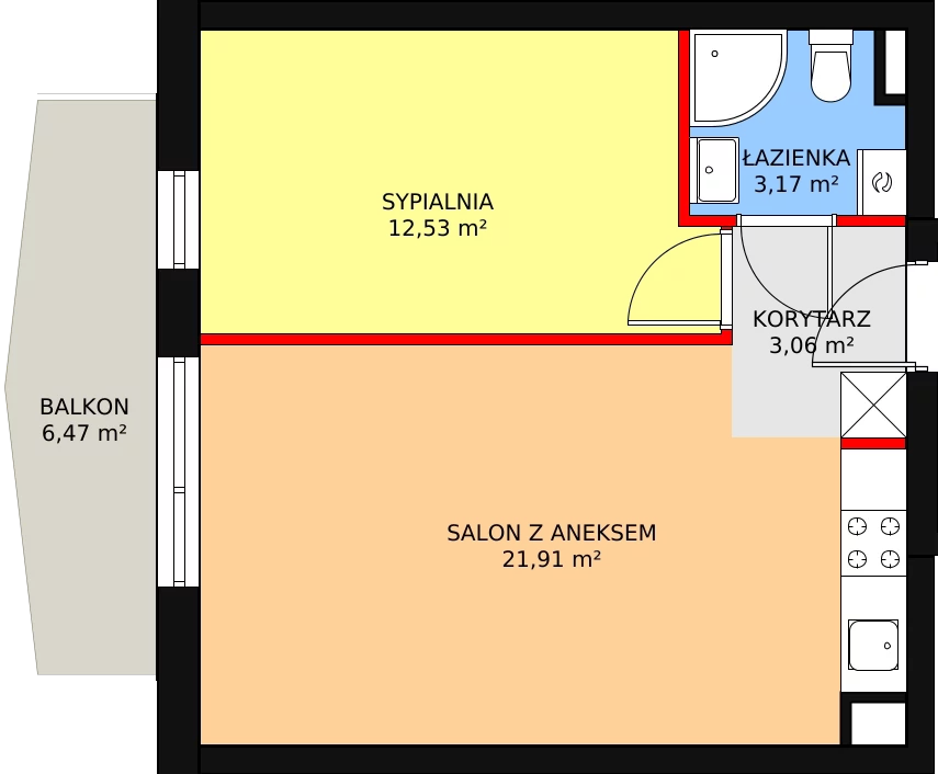 Mieszkanie 40,67 m², piętro 1, oferta nr W2/M5, Osiedle Nelle II, Wrocław, Lipa Piotrowska, Psie Pole, ul. Waniliowa