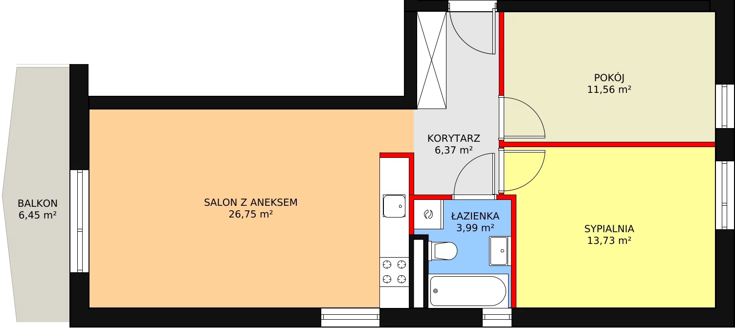 Mieszkanie 62,40 m², piętro 1, oferta nr W2/M6, Osiedle Nelle II, Wrocław, Lipa Piotrowska, Psie Pole, ul. Waniliowa