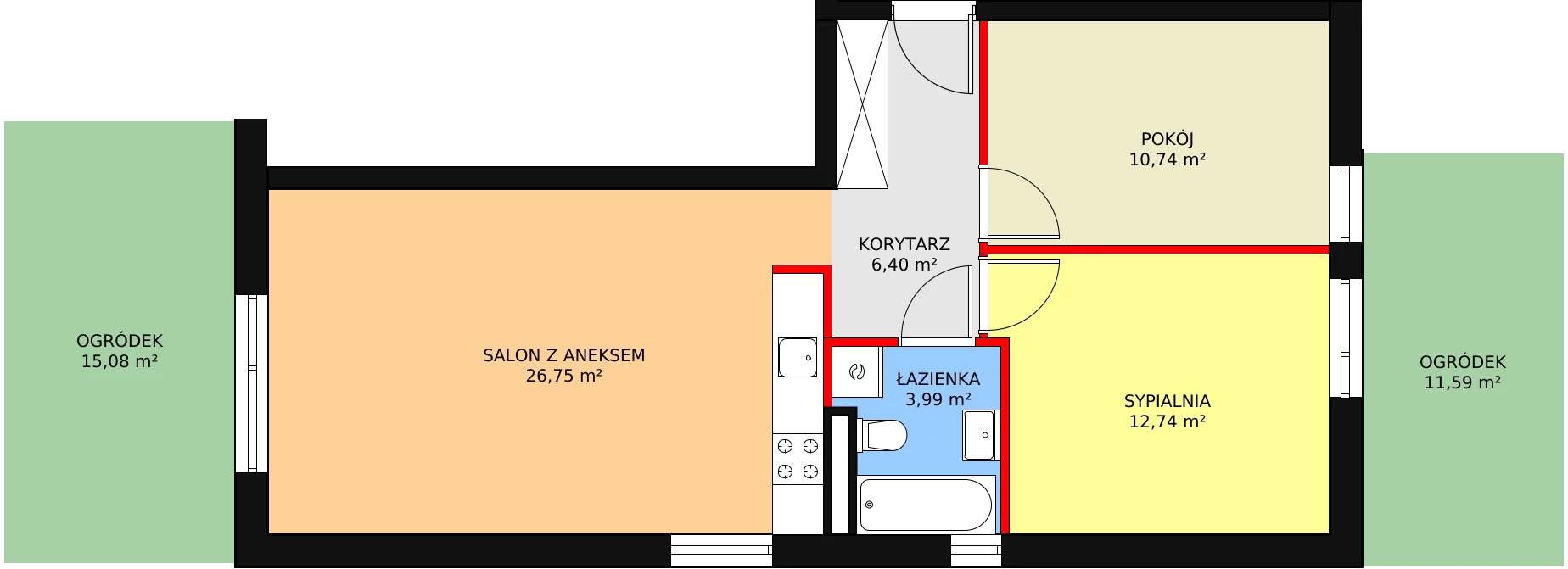 3 pokoje, mieszkanie 60,62 m², parter, oferta nr W3/M3, Osiedle Nelle II, Wrocław, Lipa Piotrowska, Psie Pole, ul. Waniliowa