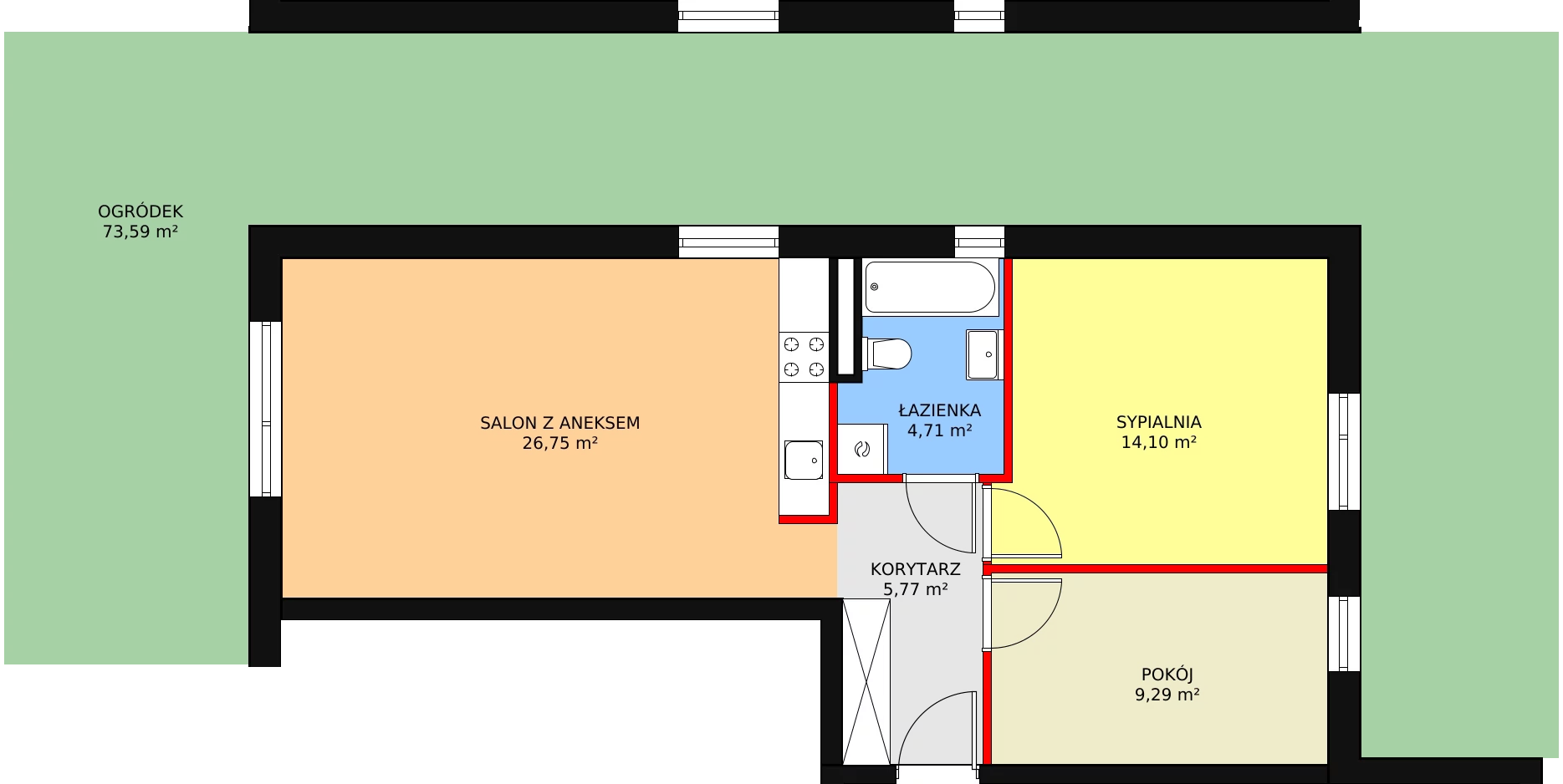 Mieszkanie 60,62 m², parter, oferta nr W4/M1, Osiedle Nelle II, Wrocław, Lipa Piotrowska, Psie Pole, ul. Waniliowa