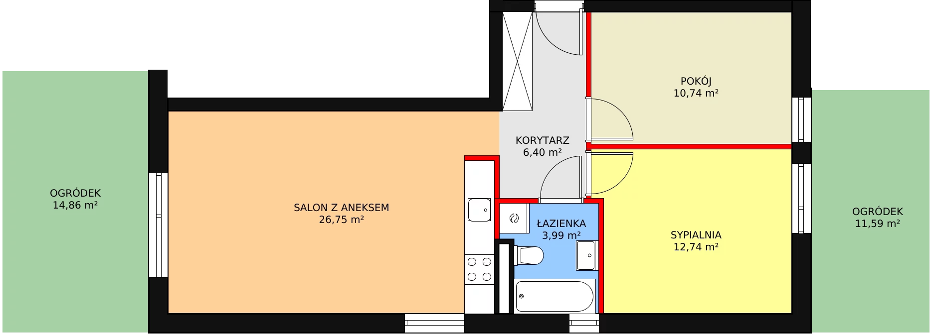 Mieszkanie 60,62 m², parter, oferta nr W4/M3, Osiedle Nelle II, Wrocław, Lipa Piotrowska, Psie Pole, ul. Waniliowa