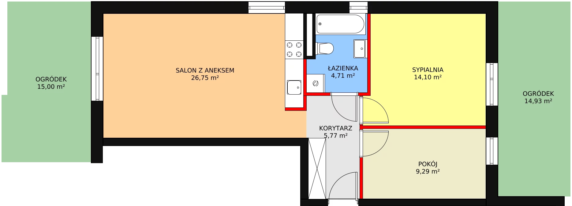 Mieszkanie 60,62 m², parter, oferta nr W5/M1, Osiedle Nelle II, Wrocław, Lipa Piotrowska, Psie Pole, ul. Waniliowa