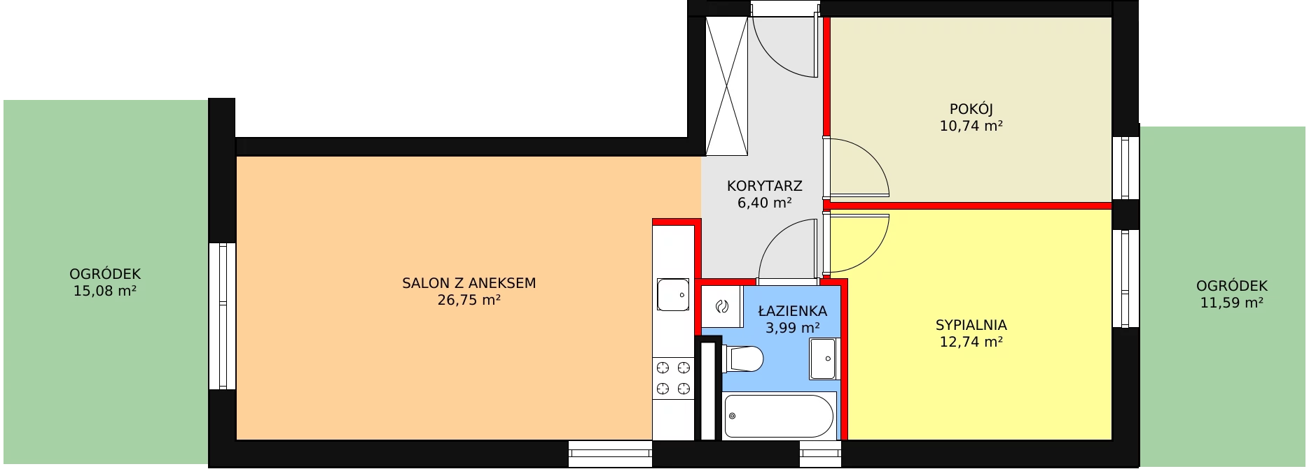 Mieszkanie 60,62 m², parter, oferta nr W5/M3, Osiedle Nelle II, Wrocław, Lipa Piotrowska, Psie Pole, ul. Waniliowa