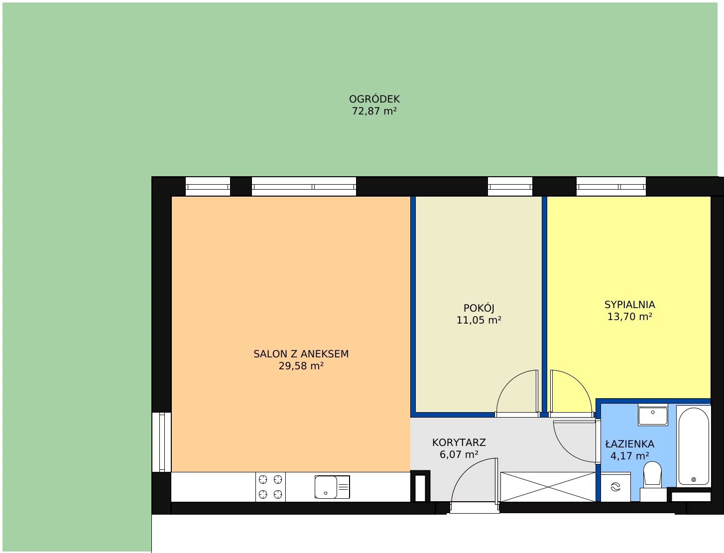 3 pokoje, mieszkanie 64,57 m², parter, oferta nr W6/M2, Osiedle Nelle II, Wrocław, Lipa Piotrowska, Psie Pole, ul. Waniliowa