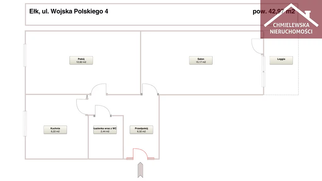 2 pokoje, mieszkanie 42,97 m², piętro 2, oferta nr , 8/11339/OMW, Ełk, Wojska Polskiego