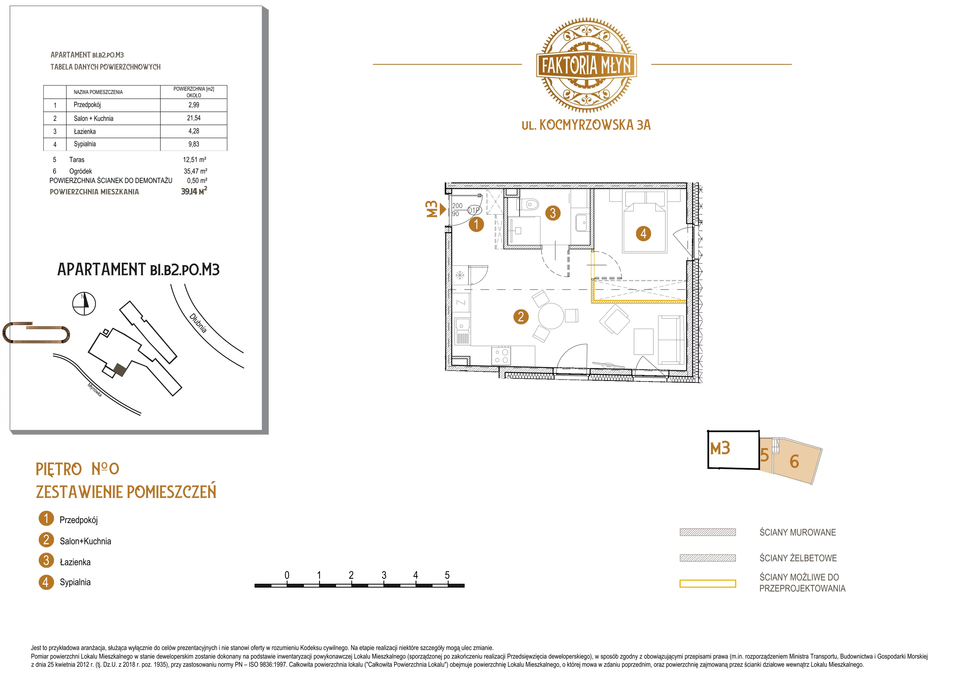 2 pokoje, mieszkanie 39,14 m², parter, oferta nr B1.B2.P0.M37, Faktoria Młyn, Kraków, Bieńczyce, ul. Kocmyrzowska 3A