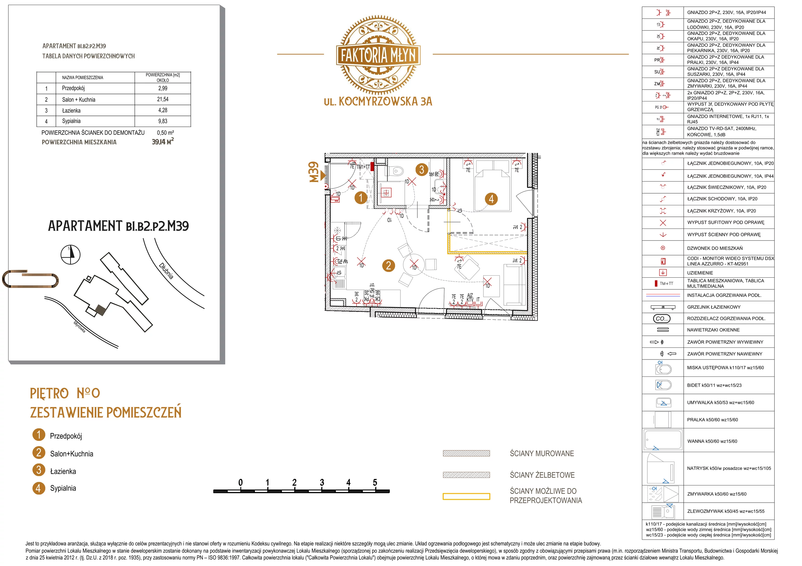 2 pokoje, mieszkanie 39,14 m², piętro 2, oferta nr B1.B2.P2.M39, Faktoria Młyn, Kraków, Bieńczyce, ul. Kocmyrzowska 3A