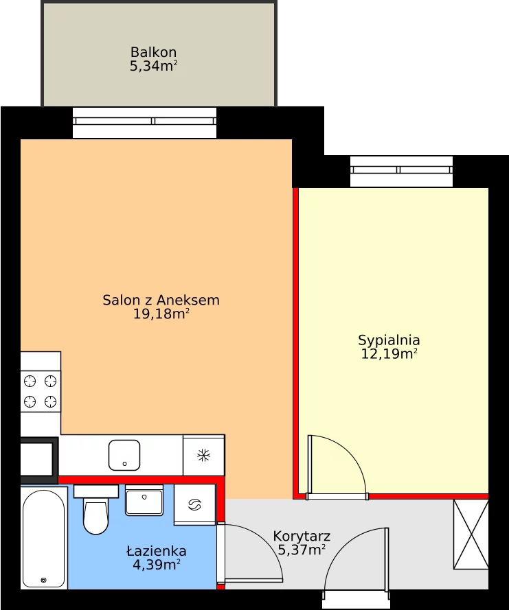 Zalety mieszkania 41.25 m², D2/P4/2