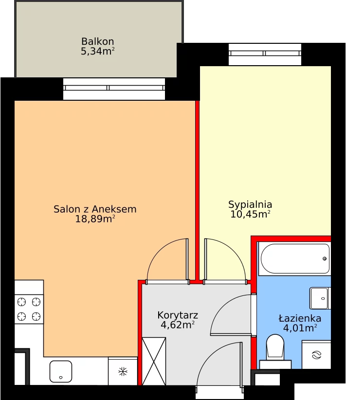 Zalety mieszkania 37.98 m², D2/P4/3