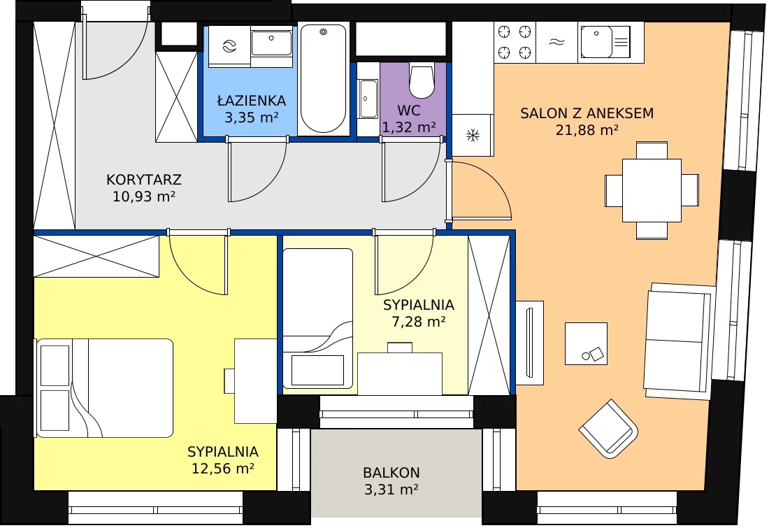 Zalety mieszkania 57.12 m², 4