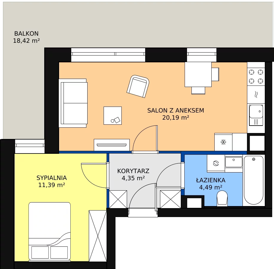 Zalety mieszkania 39.92 m², 7