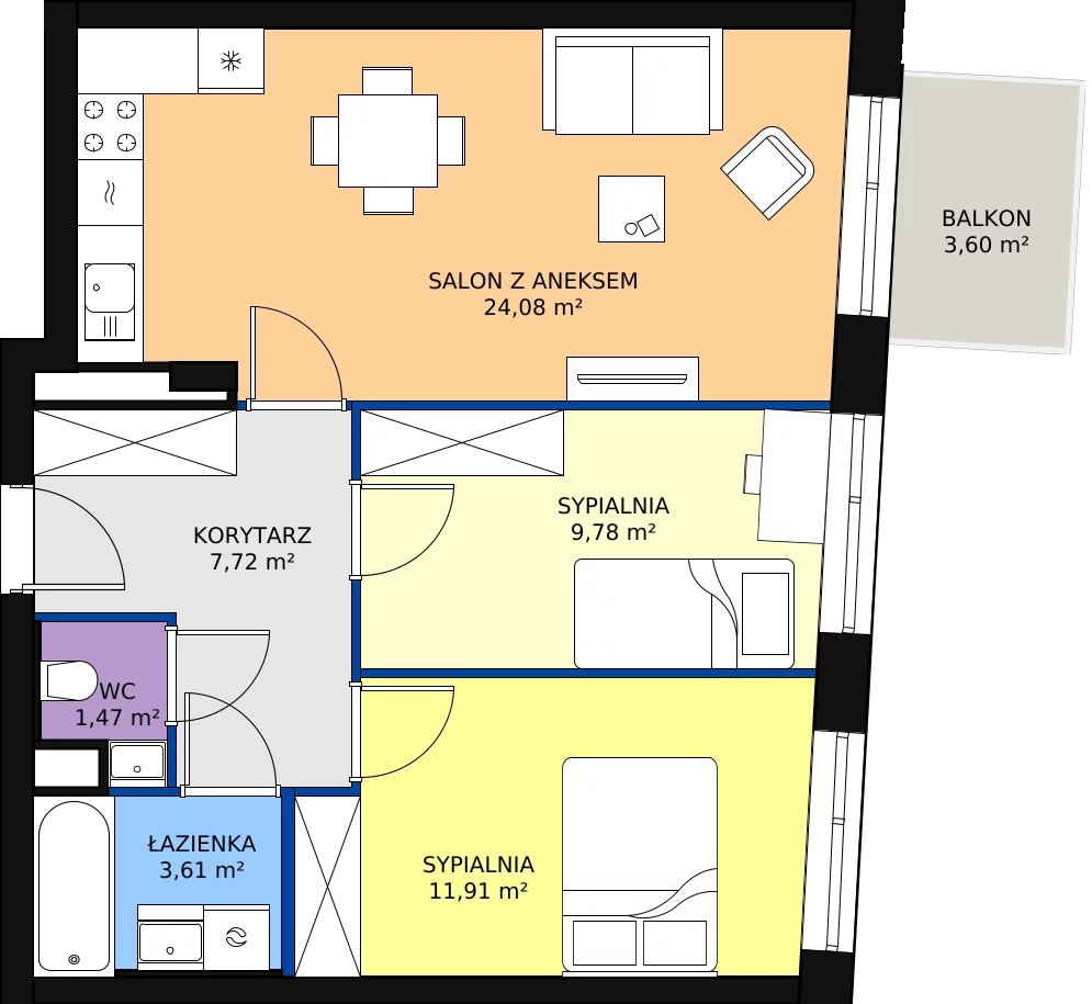 Zalety mieszkania 57.27 m², 23