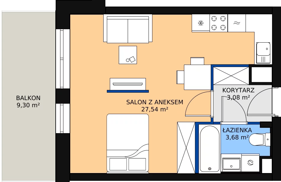 Zalety mieszkania 33.94 m², 25