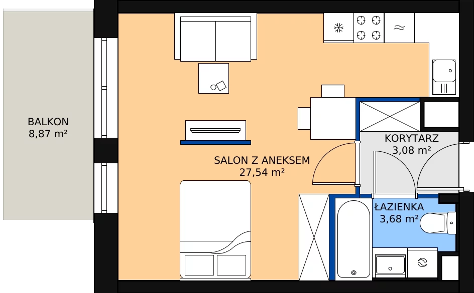Zalety mieszkania 33.94 m², 26
