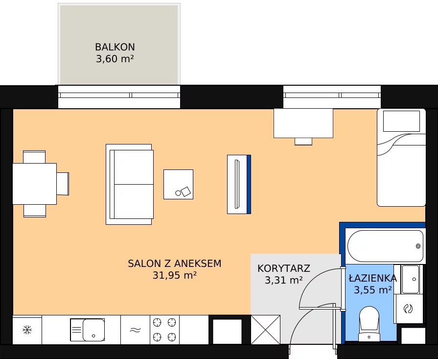 Zalety mieszkania 38.61 m², 31