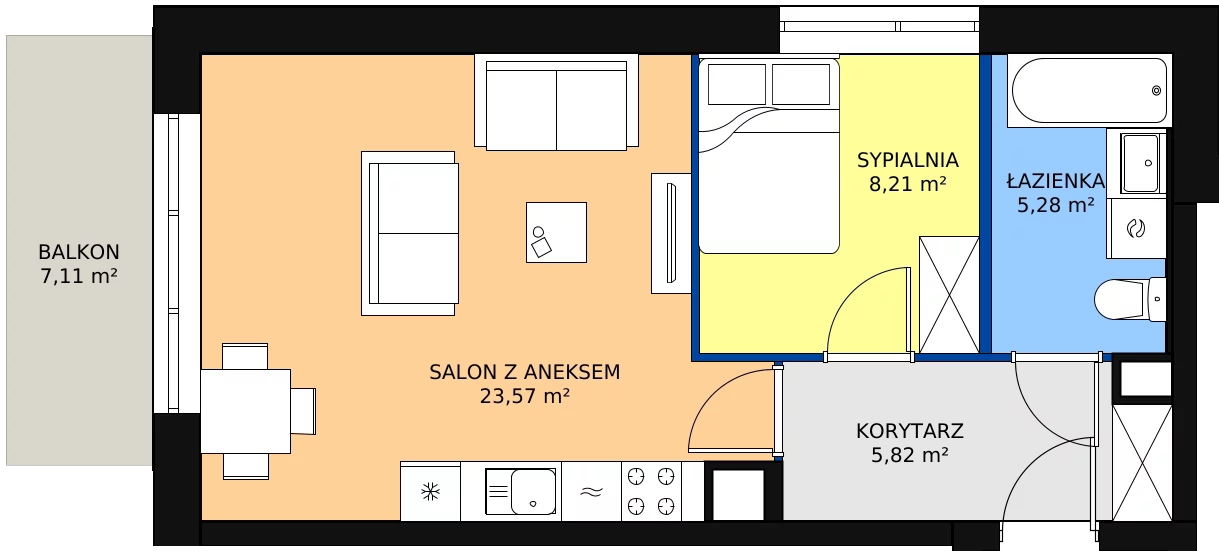 Zalety mieszkania 42.7 m², 35