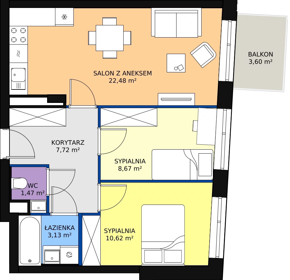 Zalety mieszkania 52.58 m², 41