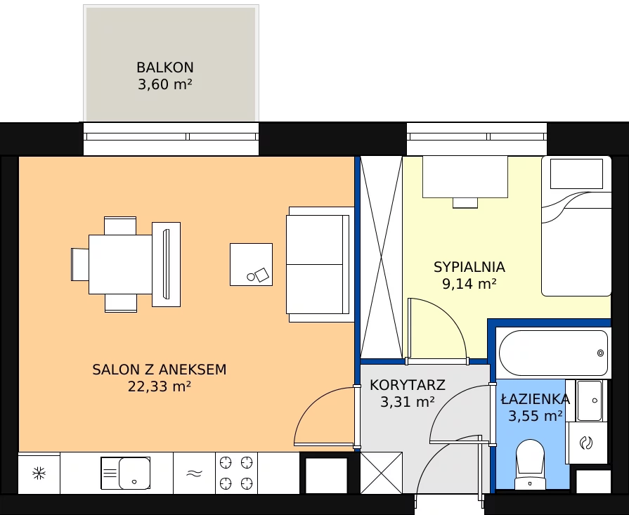 Zalety mieszkania 38.02 m², 50