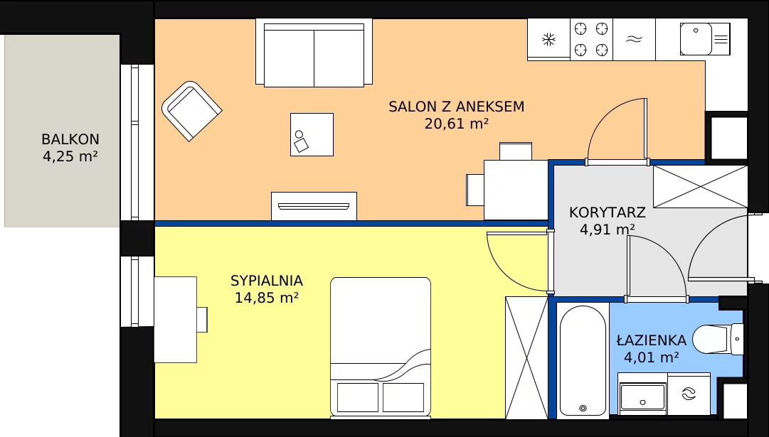 Zalety mieszkania 44.19 m², 56