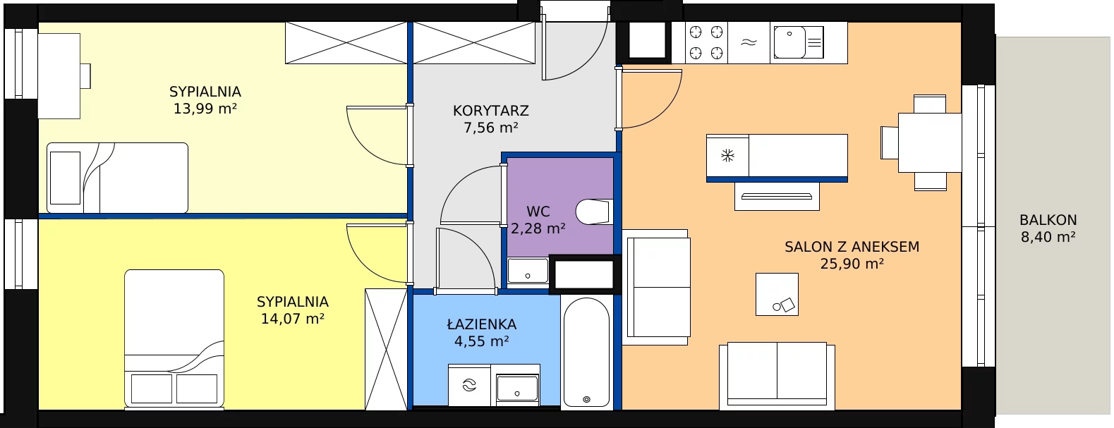 Zalety mieszkania 67.9 m², 59