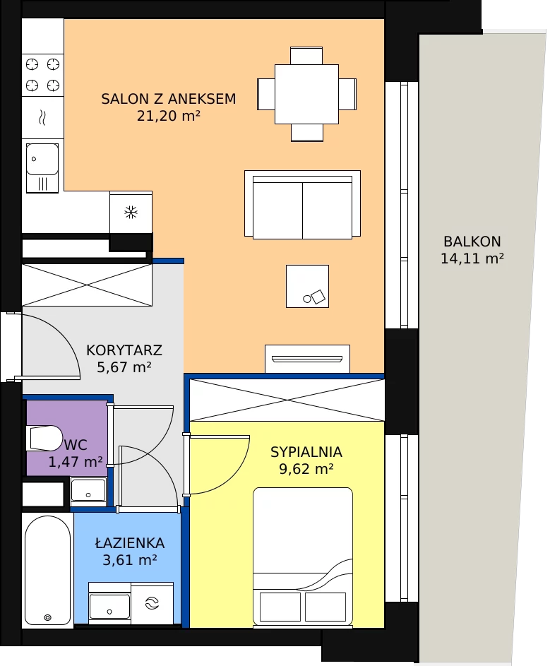 Zalety mieszkania 40.4 m², 61