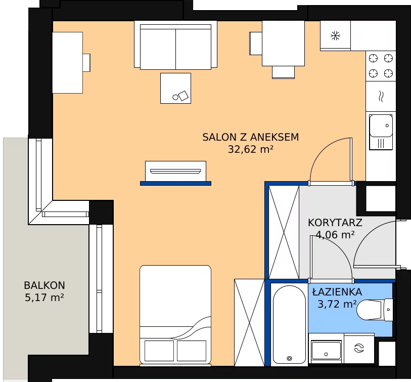 Zalety mieszkania 42.61 m², 62