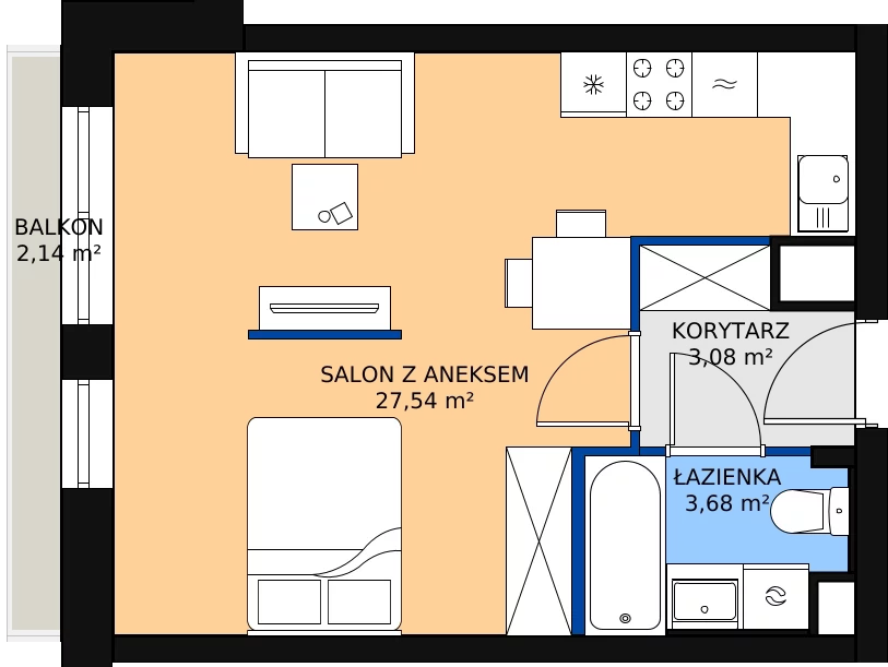 Zalety mieszkania 33.94 m², 63