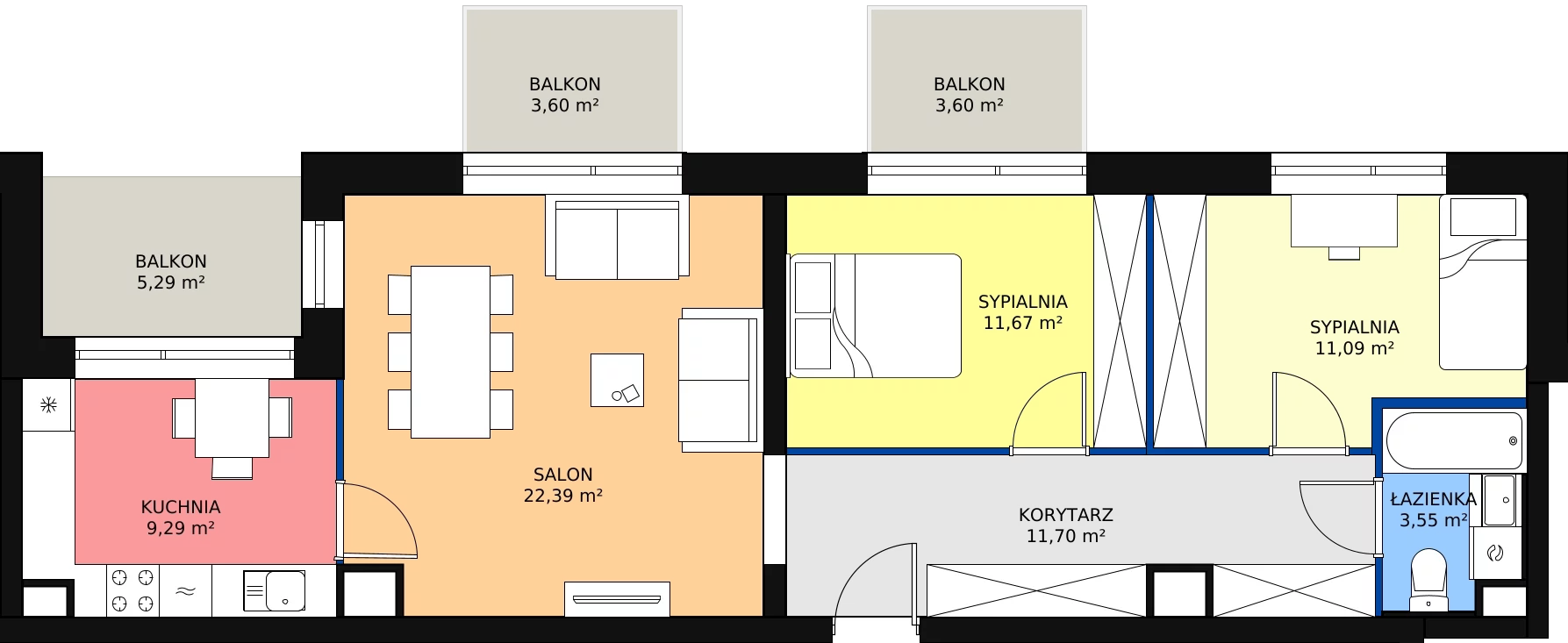 Zalety mieszkania 69.33 m², 67