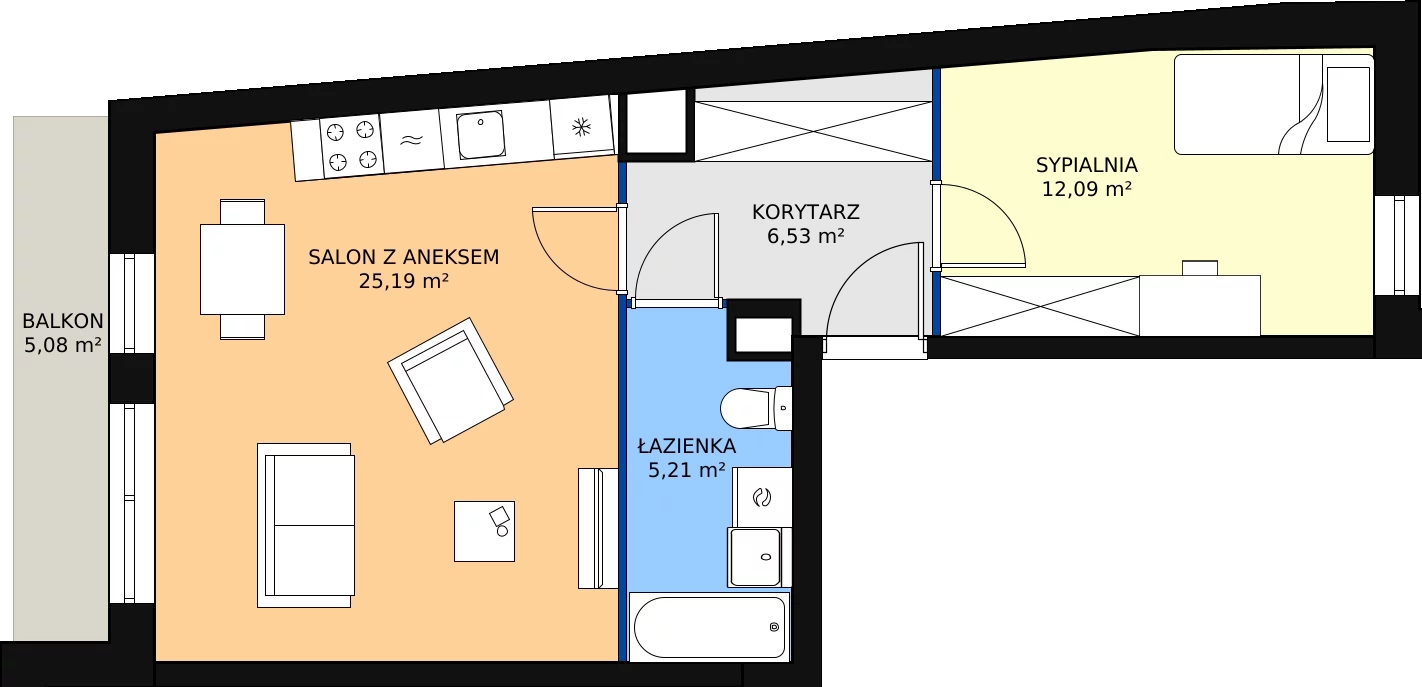 Zalety mieszkania 47.91 m², 1