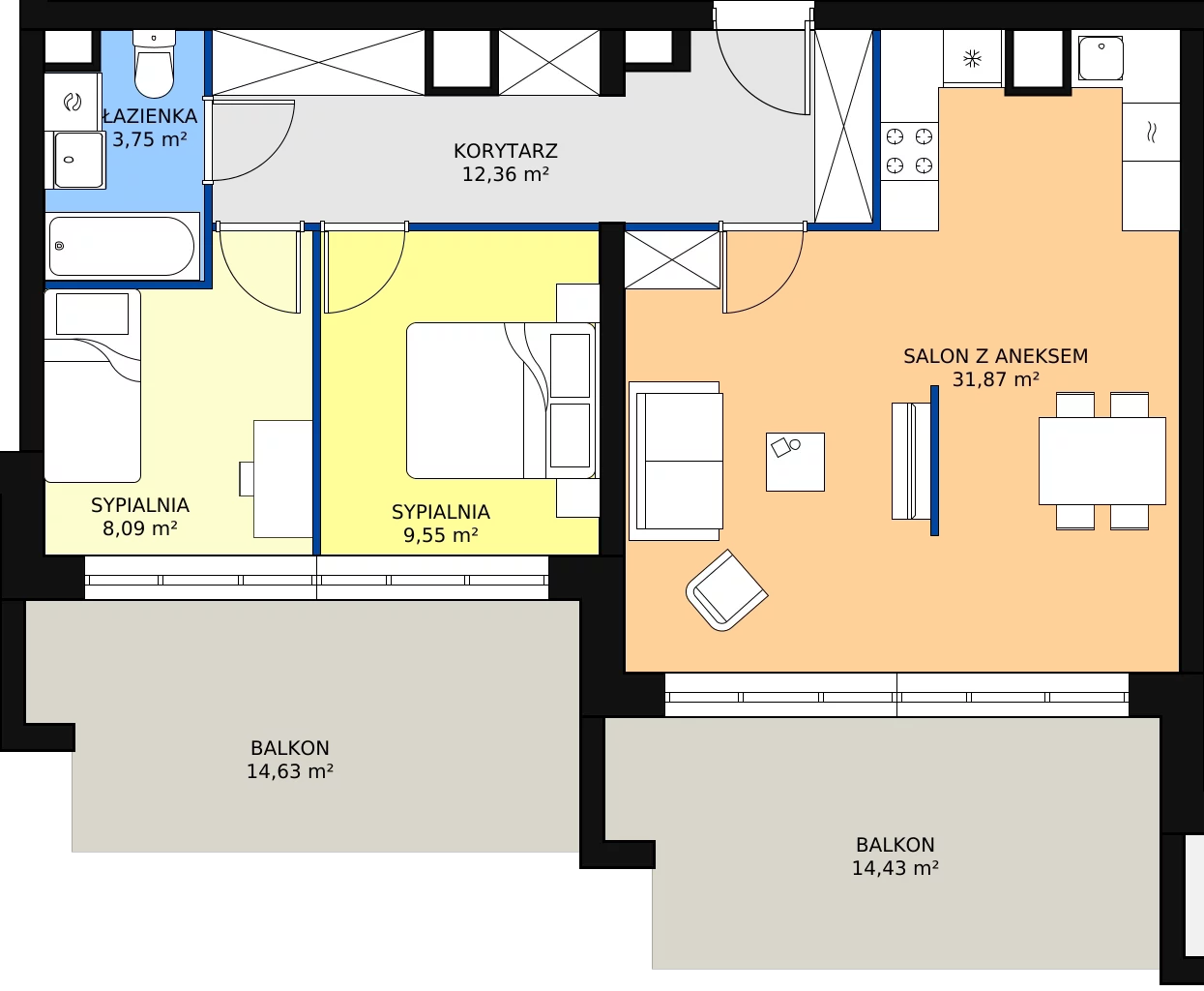 Zalety mieszkania 64.79 m², 30