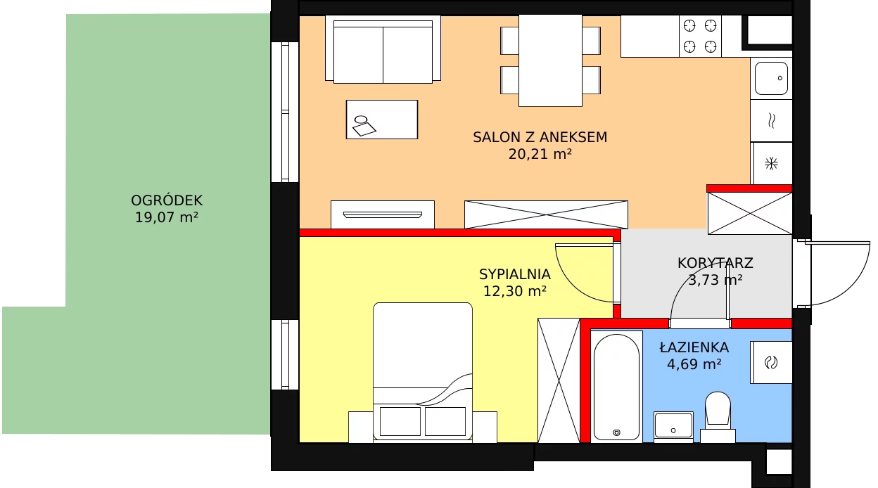 Mieszkanie 42,39 m², parter, oferta nr 0.5, Seaport, Gdynia, Grabówek, ul. Kołłątaja 18