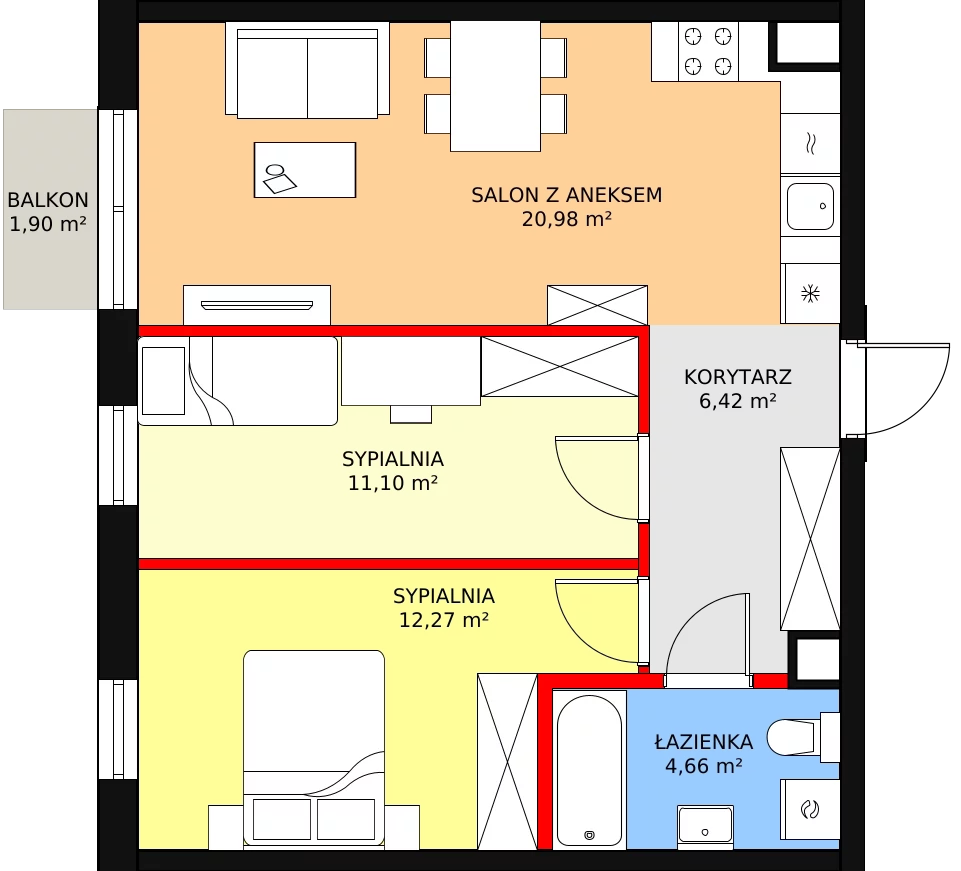 Mieszkanie 57,54 m², piętro 1, oferta nr 1.5, Seaport, Gdynia, Grabówek, ul. Kołłątaja 18