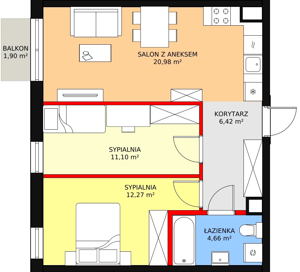 Mieszkanie 57,54 m², piętro 2, oferta nr 2.5, Seaport, Gdynia, Grabówek, ul. Kołłątaja 18