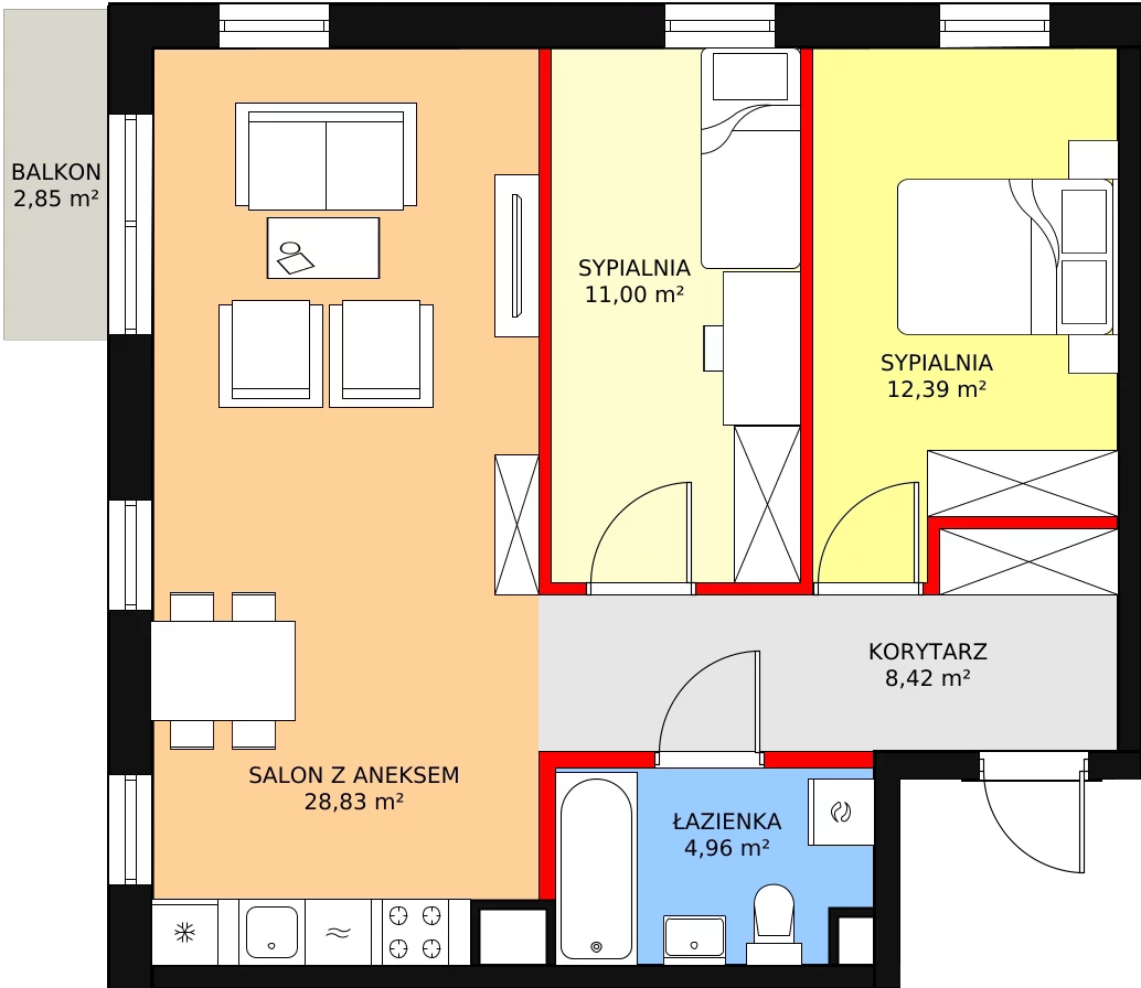 Mieszkanie 67,94 m², piętro 2, oferta nr 2.7, Seaport, Gdynia, Grabówek, ul. Kołłątaja 18