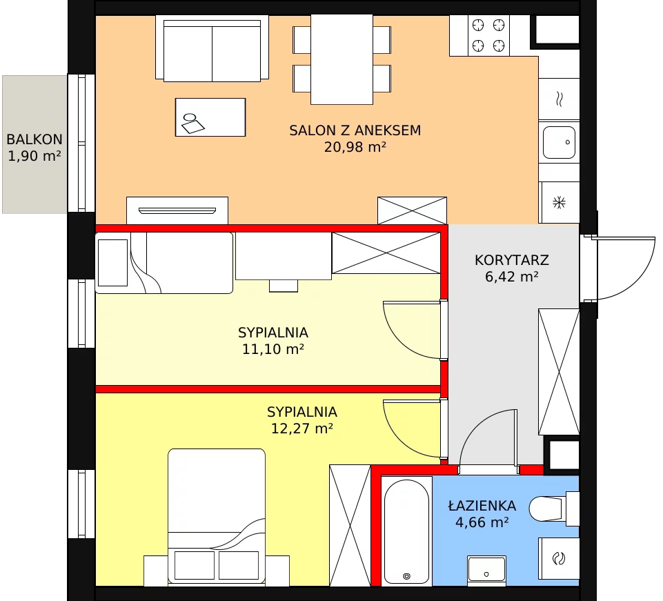 Mieszkanie 57,54 m², piętro 3, oferta nr 3.5, Seaport, Gdynia, Grabówek, ul. Kołłątaja 18