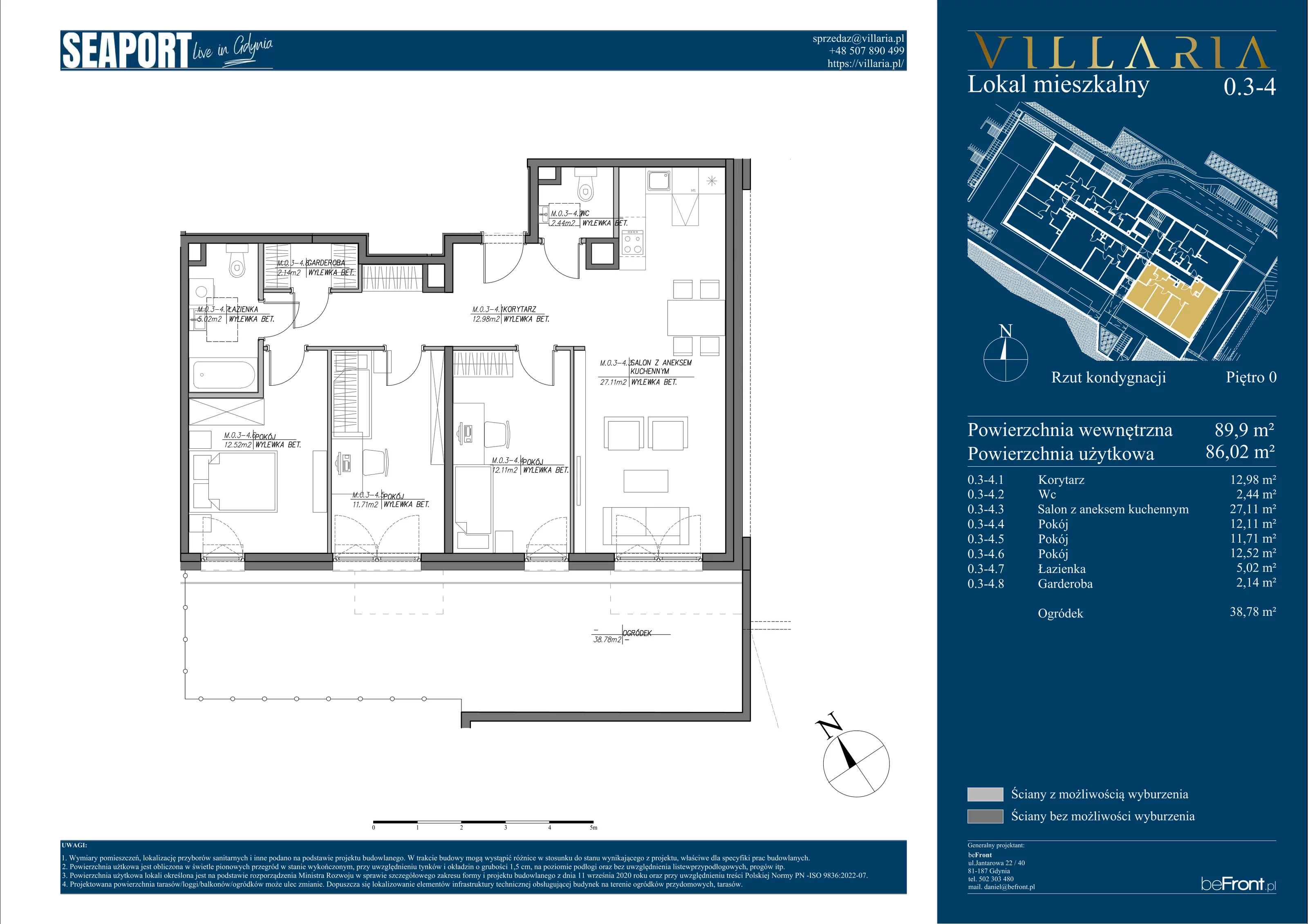 4 pokoje, apartament 89,90 m², parter, oferta nr 0-3.4, Seaport, Gdynia, Grabówek, ul. Kołłątaja 18