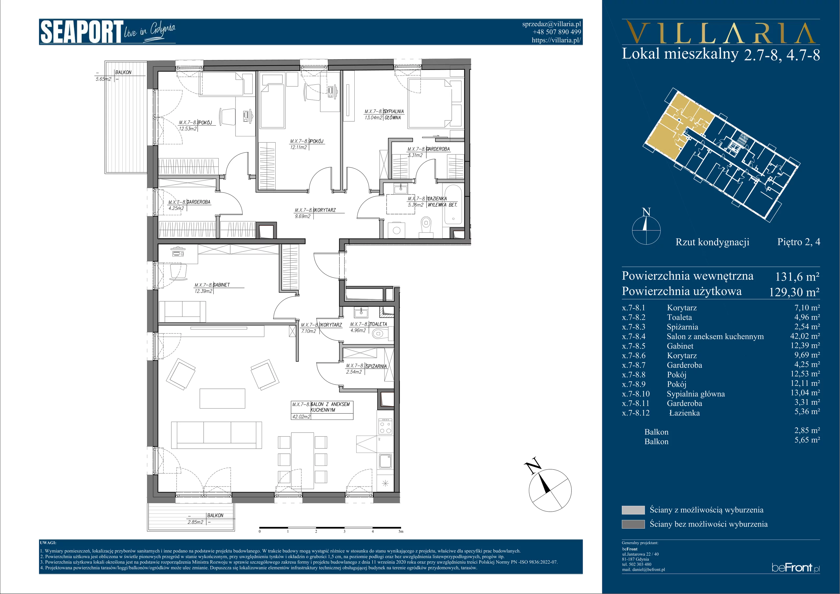 Mieszkanie 131,60 m², piętro 2, oferta nr 2.8-2.7, Seaport, Gdynia, Grabówek, ul. Kołłątaja 18